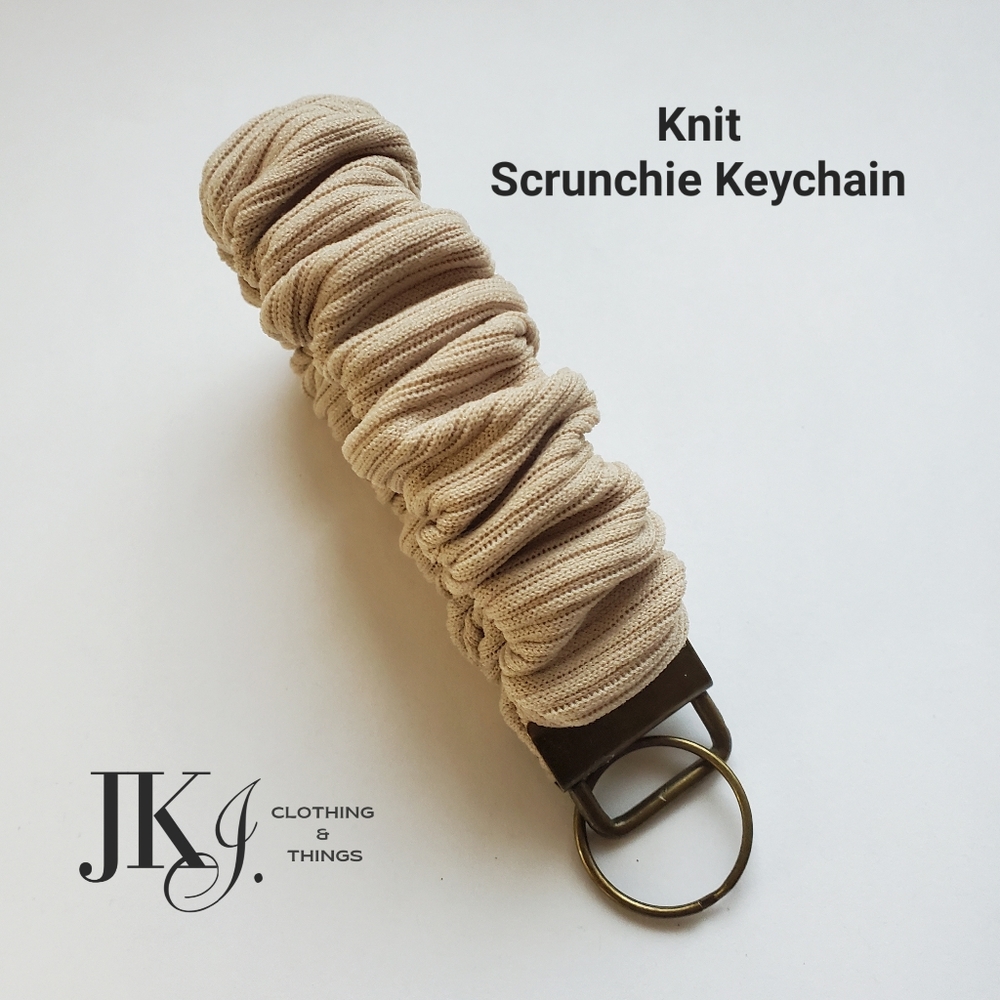 Knit Scrunchie Slim Wristlet Keychain. Handmade. New